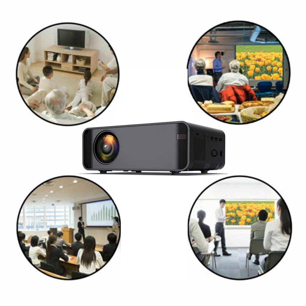 Zwart Draagbare Projector High Definition 1080P Mobiele Telefoon Wifi Draadloze Hetzelfde Scherm Projector Video Home Theater Projector