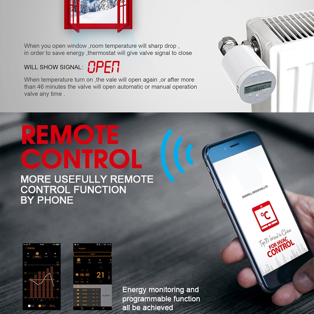 Tuya Smart ZigBee Radiator Actuator Support Alexa TRV Programmable Thermostatic Radiator Valve Temperature Controll