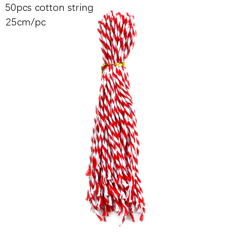 50/100pcs Natural Hemp Strings Red Green Cotton Cords for Tags Handmade Item Packing Decoration Bakery Twines: 50pcsRedCotton