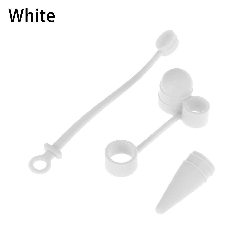 Soporte de tapa antipérdida para iPad Pro Apple Pencil, tapa de pluma a prueba de polvo para adaptador de Cable, Kit de sujeción de silicona ligera 3 en 1: Blanco