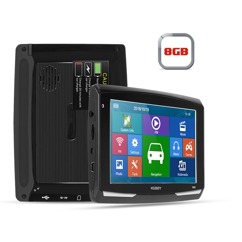 Navegación XGODY 505 GPS para coche 5 pulgadas FM Navitel último mapa de Europa navegador GPS camión navegador automóvil 128M + 8GB