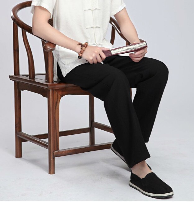 Homme bleu Beige noir chinois traditionnel coton lin pantalons décontractés Kung Fu pantalon Wu Shu Tai Chi pantalon grande taille XXL 3XL