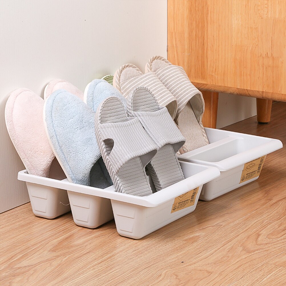 Shoe Box Upright Shoe Storage Box Plastic Organizer Dustproof Shoe Holder for Home (White)