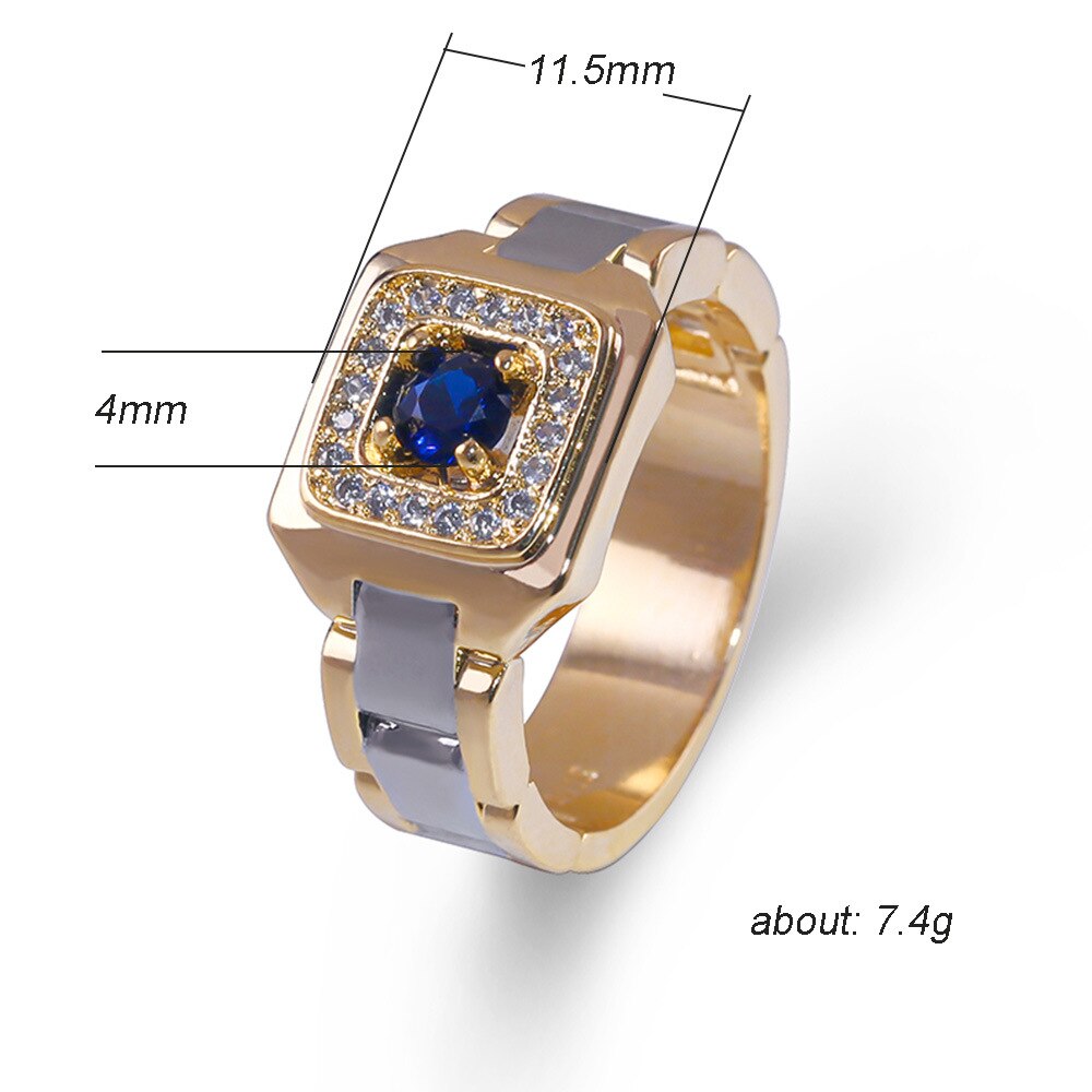 Aphseem Mannen Ringen Creatieve Horloge Vormige Two Tone Partij Ringen Voor Mannen Wedding Ring Met Maat 6-14 mannelijke Sieraden