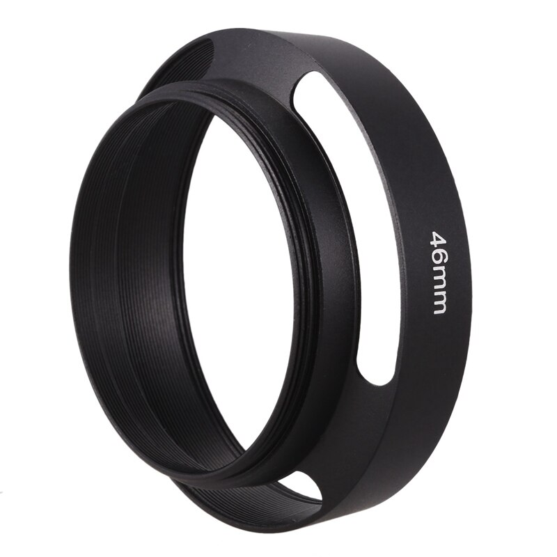 RISE-2 Pcs accessori per fotocamere: 1 pz paraluce in metallo nero 46mm e 1 pz cinturino per fotocamera cinturino in pelle Pu cinturino da polso impugnatura