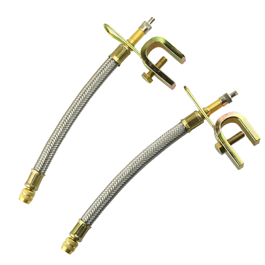 4 unidades de vástago de válvula de doble rueda extensor de extensión 7 '10' mangueras trenzadas flexibles de acero inoxidable con clip de hierro que extiende la longitud