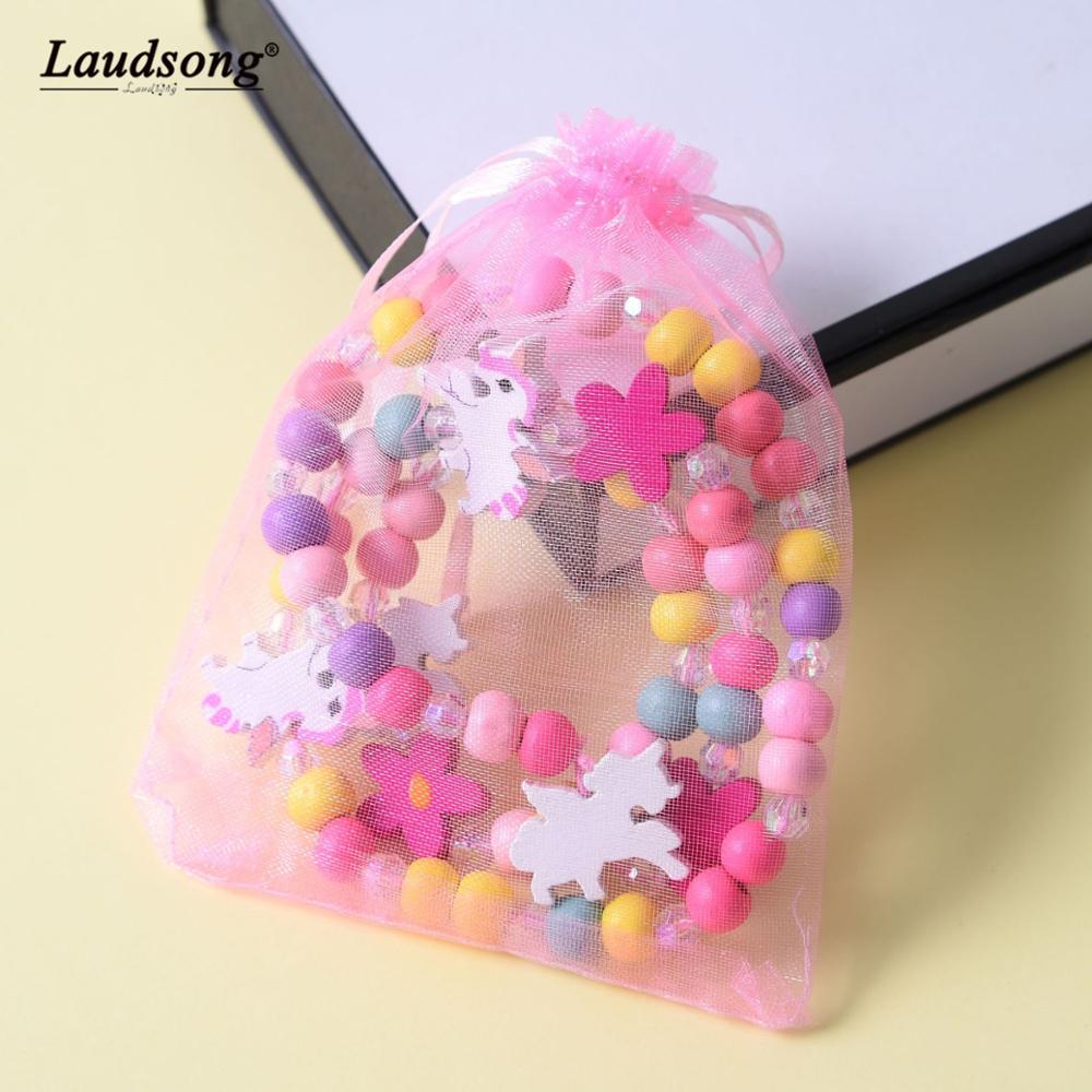 2 Stks/set Houten Multicolor Leuke Animal Bead Ketting Armband Voor Kinderen Party Sieraden