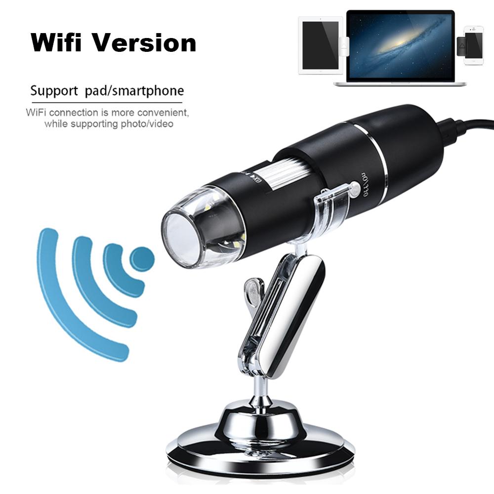 Microscópio digital eletrônico 1000x pixel, wi-fi usb, 8leds, câmera microscópio endoscópio, suporte de elevação para apoio de telefone