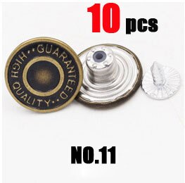 10 Stks/zak 17 Mm Metalen Jeans Knop Naaien Kleding Accessoires Broek Jean Knop Decoratie Voor Diy Naaien: NO.11 10pcs