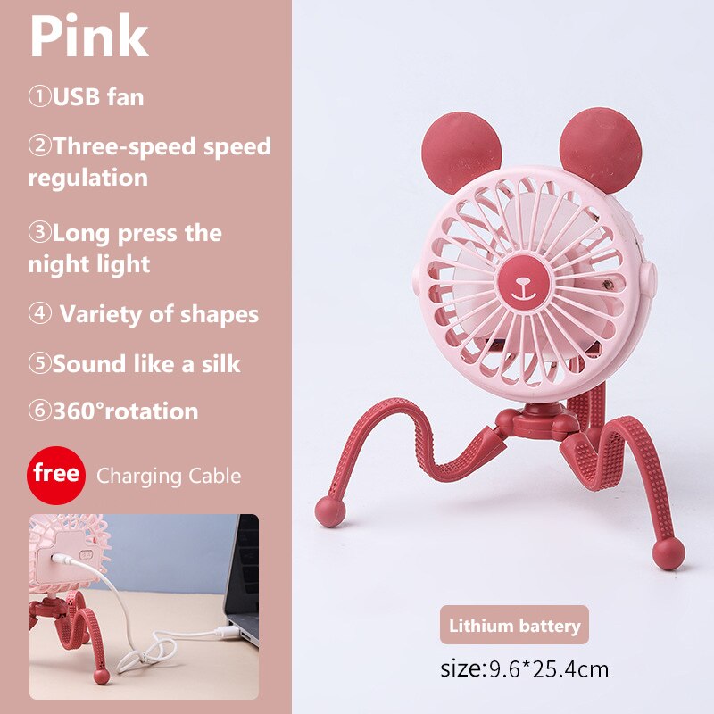 Ventilateur Portable pour siège de voiture, 500mAh, Rechargeable par USB, Mini accessoires pour poussette: WJ3794M
