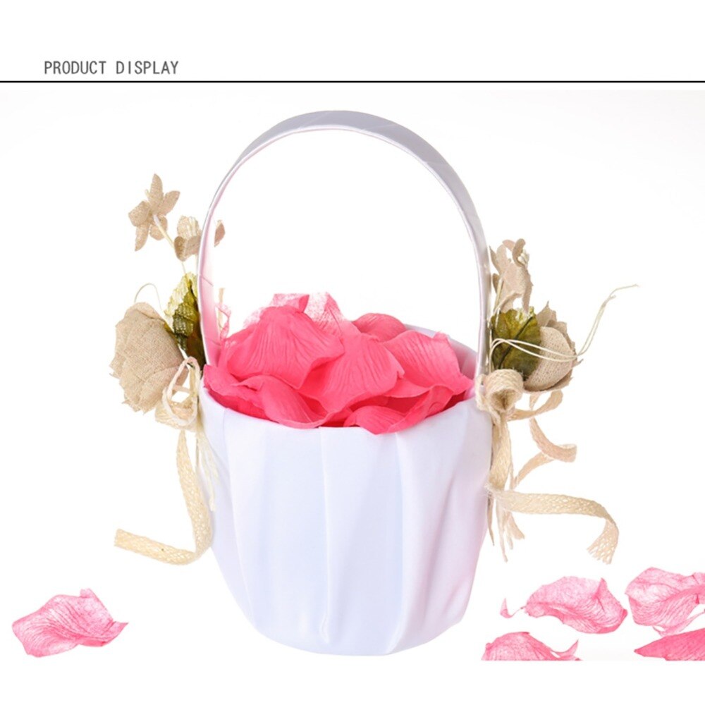 Romantic Flower Girl Basket Rose Petals Bouquet Holder For Country Wedding Ceremony Party Decor Flower Basket