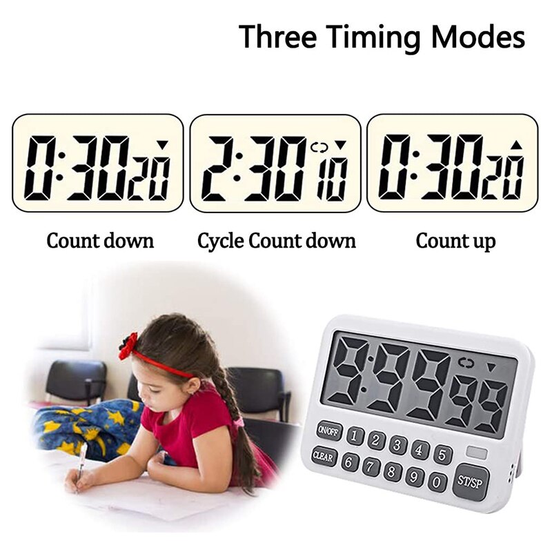 Digital Kitchen Timer, Large Display Cooking Timer Cycle Count Up/Down Timer with Digits Directly Input, Loud Alarm