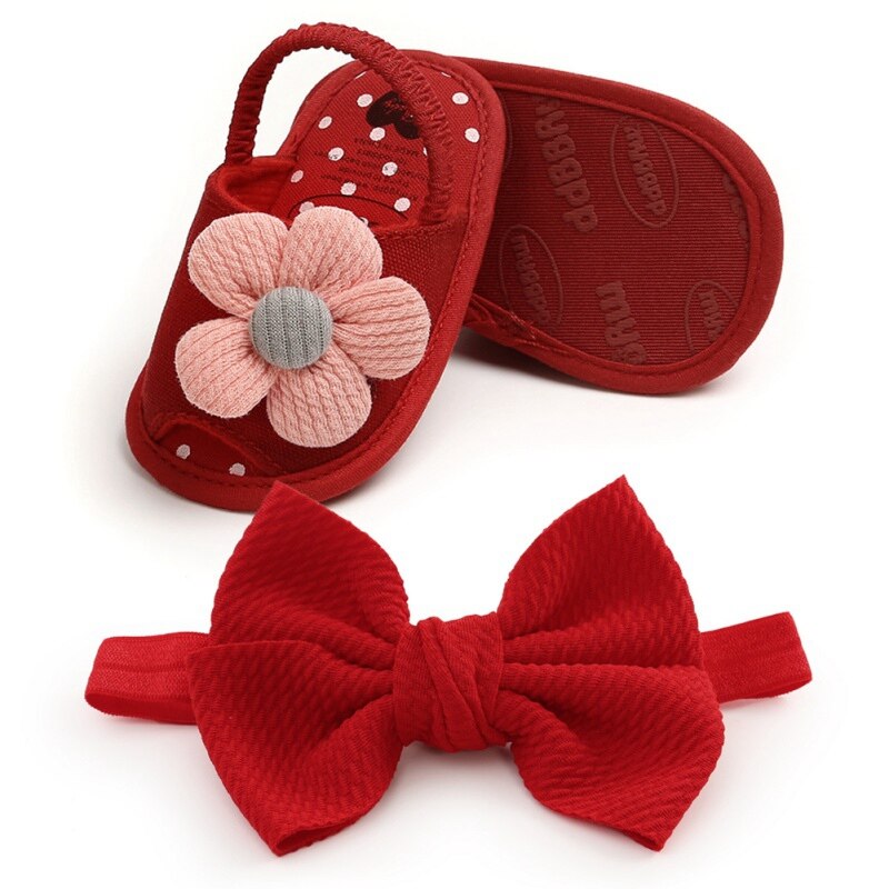 Sandali del bambino Delle Ragazze Scarpe Carino Fiori Traspirante anti-Slittamento Pattini di proprietà Sandali + arco Fasce 0-18M: marrone / 0-6 mesi