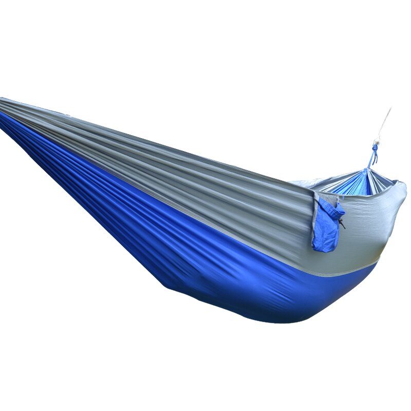 Desert&amp;Fox Outdoor Hammock Nylon Fabrics Double Person Rope Multi-color Hanging Bed with Portable Storage Bag: Blue Gray