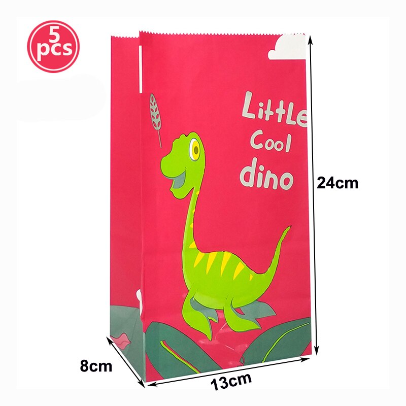 Dinosaurus feest bedankjes zakjes papier dino patroon snoepzak kinder verjaardag goody bag babyshower feestbenodigdheden: 5 stuks rode zakken