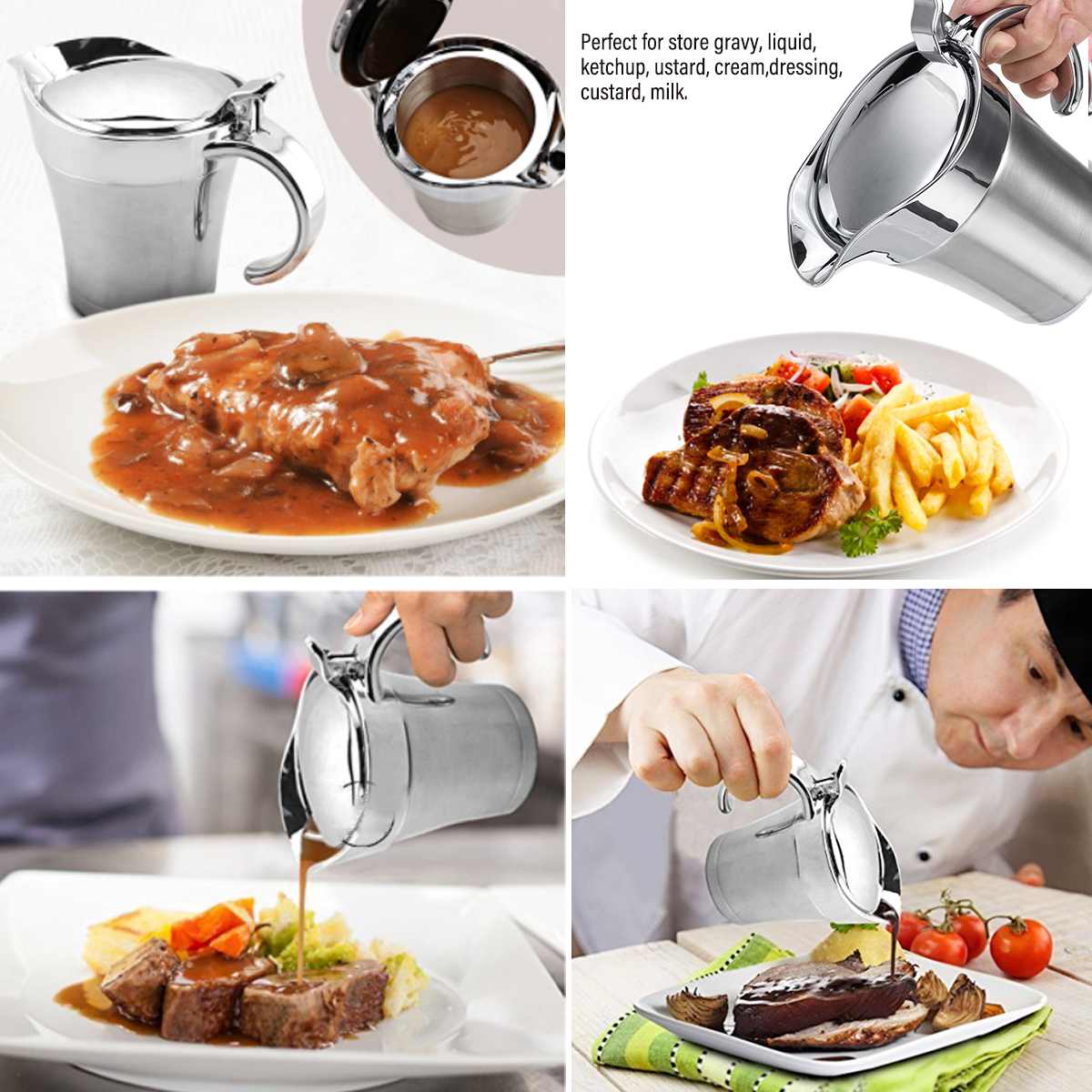 500ml/750ml dubbla lager i rostfritt stål syltgryta juice sås soppa vattenkokare vattenkanna vattenflaska för hemmakök restaurang