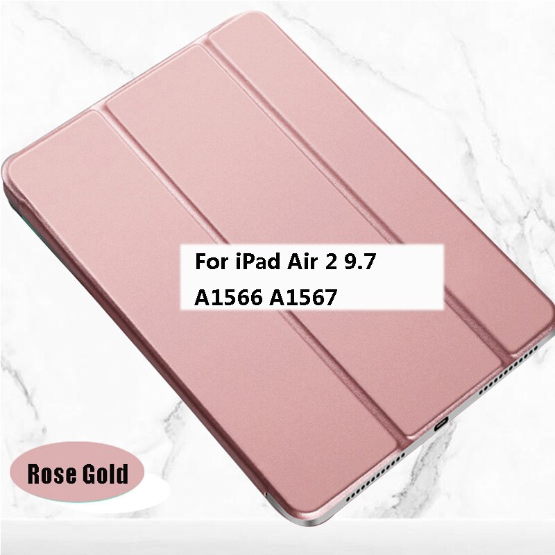 Tablet case For iPad Air 1 2 3 9.7 Free Fast Free Return Wake Sleep Smart Leather Flip Stand Tri-fold Cover: Rose  iPad Air 2