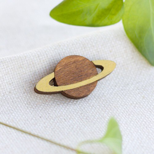 IOGA Saturn Brooch - Unique Planet Design - Enamel Pin Badge