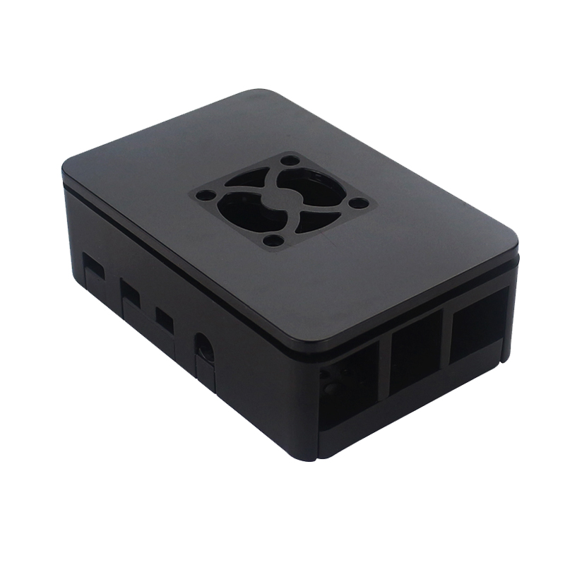 Raspberry Pi 4 ABS Case Plastic Box prtective Shell Zwarte Behuizing ondersteuning Koelventilator voor Raspberry Pi 4: Black