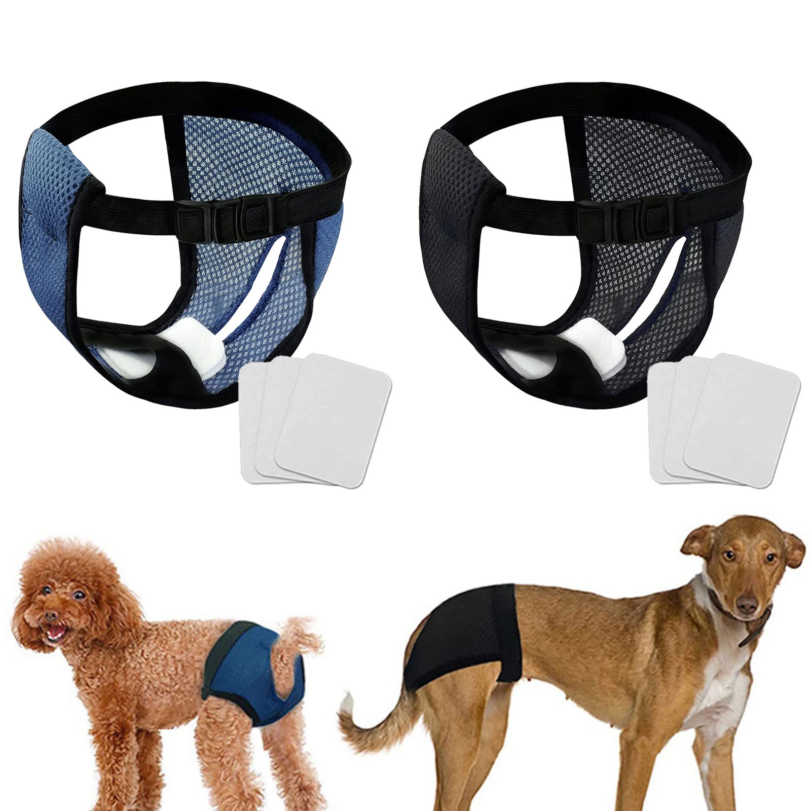 Culotte pour chien femme avec 3 tampons en coton, couches réutilisables, pantalon physiologique en maille respirante pour animaux de compagnie, pour petits, moyens et grands chiens