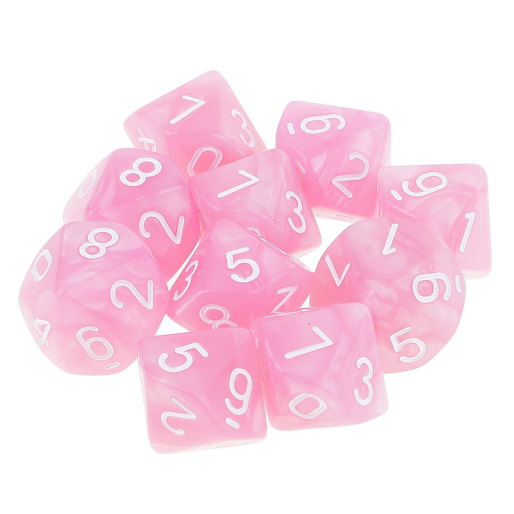MagiDeal 10 stücke 10 Seitige Würfel D10 polyedrisch Würfel für Tisch Spiele für Kneipe Verein Spiele Liefert Rosa: Möglichkeit 1