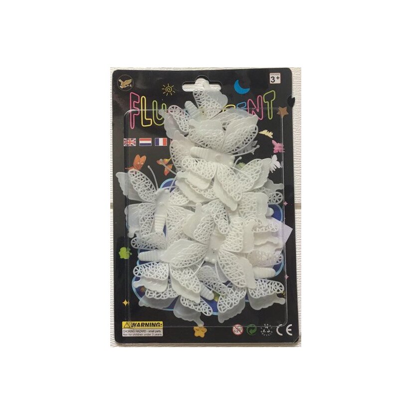 Children Luminous PVC Switch Sticker Cartoon Glowing In The Dark Wall Sticker Home Room Decor 3D Luminous Butterfly Sticker Toys: white