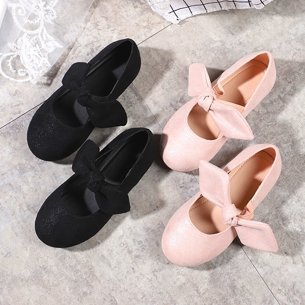 Toddler Girls Butterfly Bow Shoes Flower Girls Kid Pink Princess Flats Shoes Ballet Dancing Black Halloween Valentine's Day Shoe