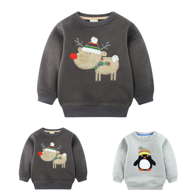 Peuter Kids Jongens Cartoon Gedrukt Casual Kleding Lange Mouw Tops Fleece