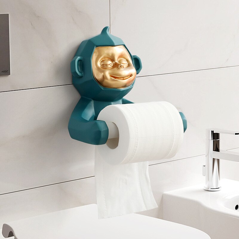 Nordic Cute Monkey Toilet Roll Paper Holder Bathroom Wall-mounted Tissue Hanging Storage Rack