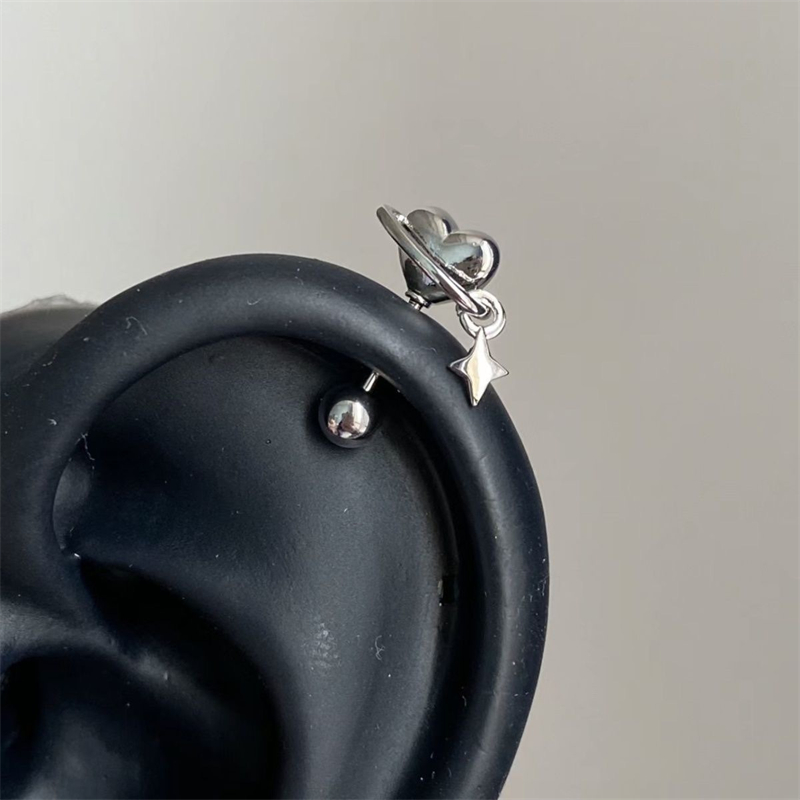 Engelstjerne hestesko ring 316l rustfritt stål ørebein spiker  y2k delikate vanntette øredobber for kvinner tilbehør: Ren gullfarge