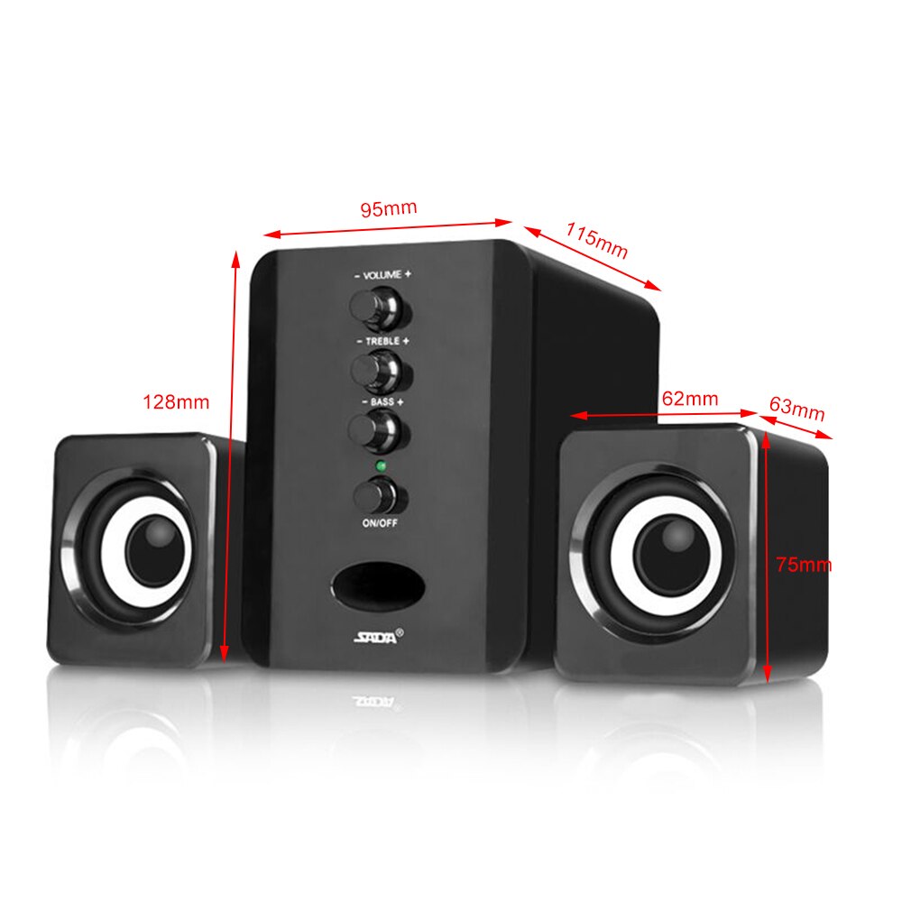 SADA speakers computer USB Wired Combination Speakers Computer Bass Stereo Speakers with Subwoofer Sound Box for PC Smart Phone