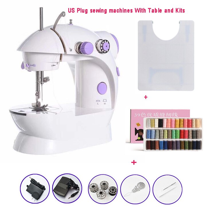 Tragbare Nähmaschine Cordless Mini Handheld Elektrische Nähmaschine Schnell Crafting Ausbessern Maschine mit Fuß Pedal: US  And Kit table