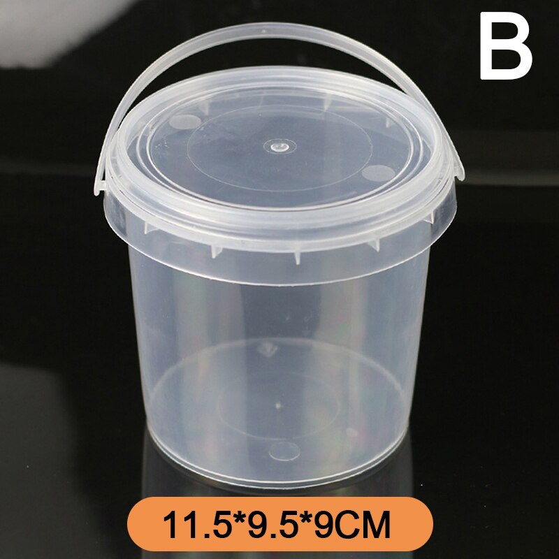 Transparent Plastic Bucket with Handle and Lid Good Sealing Storage Container Portable Laundry Condensation Bead Storage Box: B