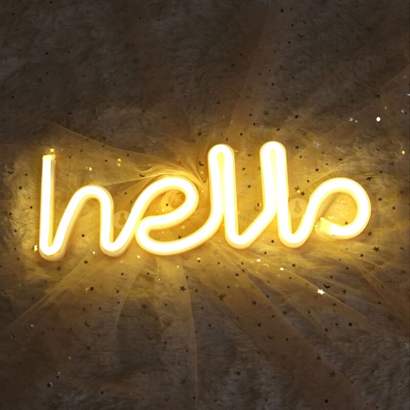 Lampe néon Hello arc-en-ciel alimentée par batterie et USB, panneaux de vœux de magasin, décoration de maison, fête de mariage, boutique, Bar, veilleuse