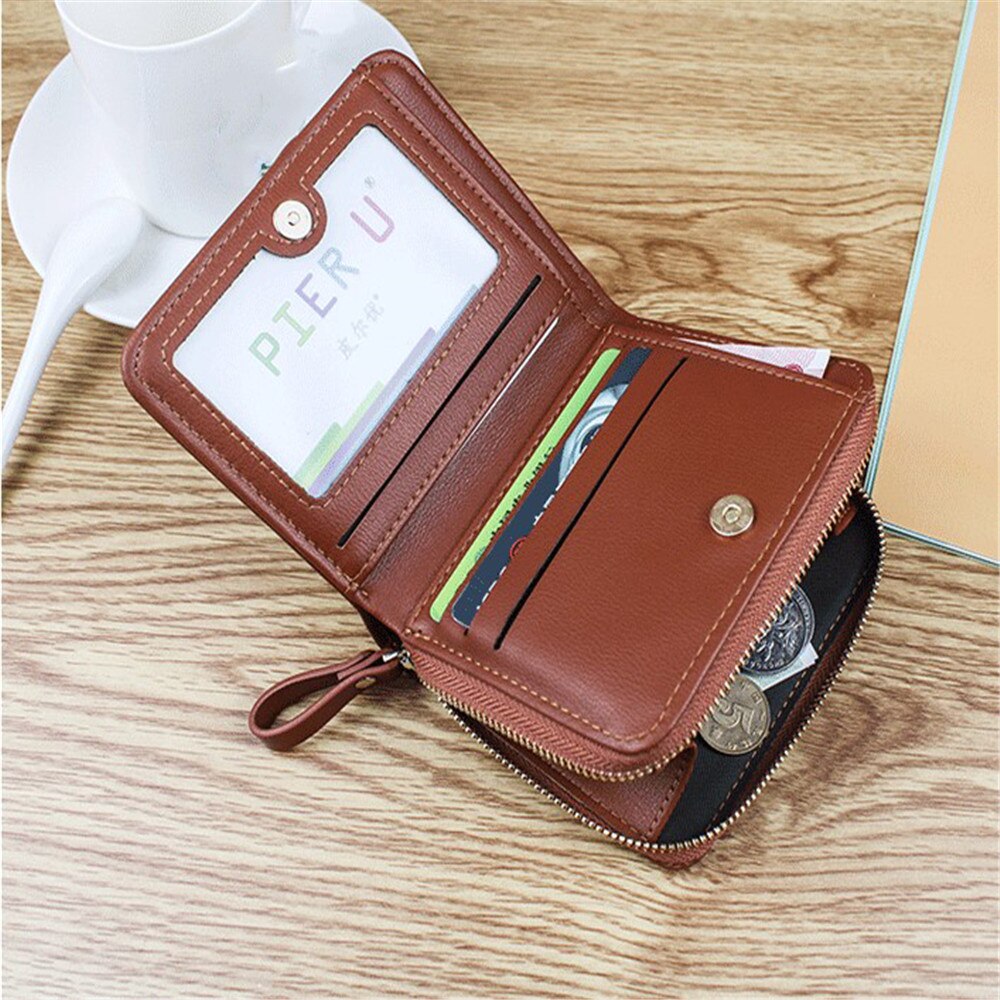 Women Wallet Pu Leather Purse Women Bifold Wallets Mini Cards Holders Zipper Wallets Pocket Coin Retro Purse