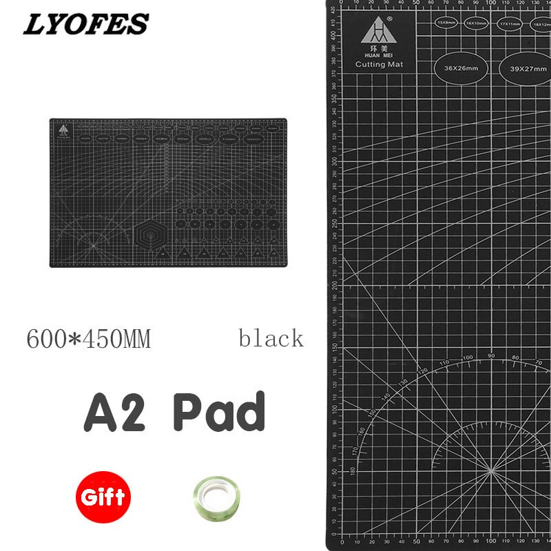 A2 Cutting Board Grid Line Self-healing Cutting Board Craft Card Multicolor Double-sided Desktop Manual Cutting Pad 60 * 45cm: black