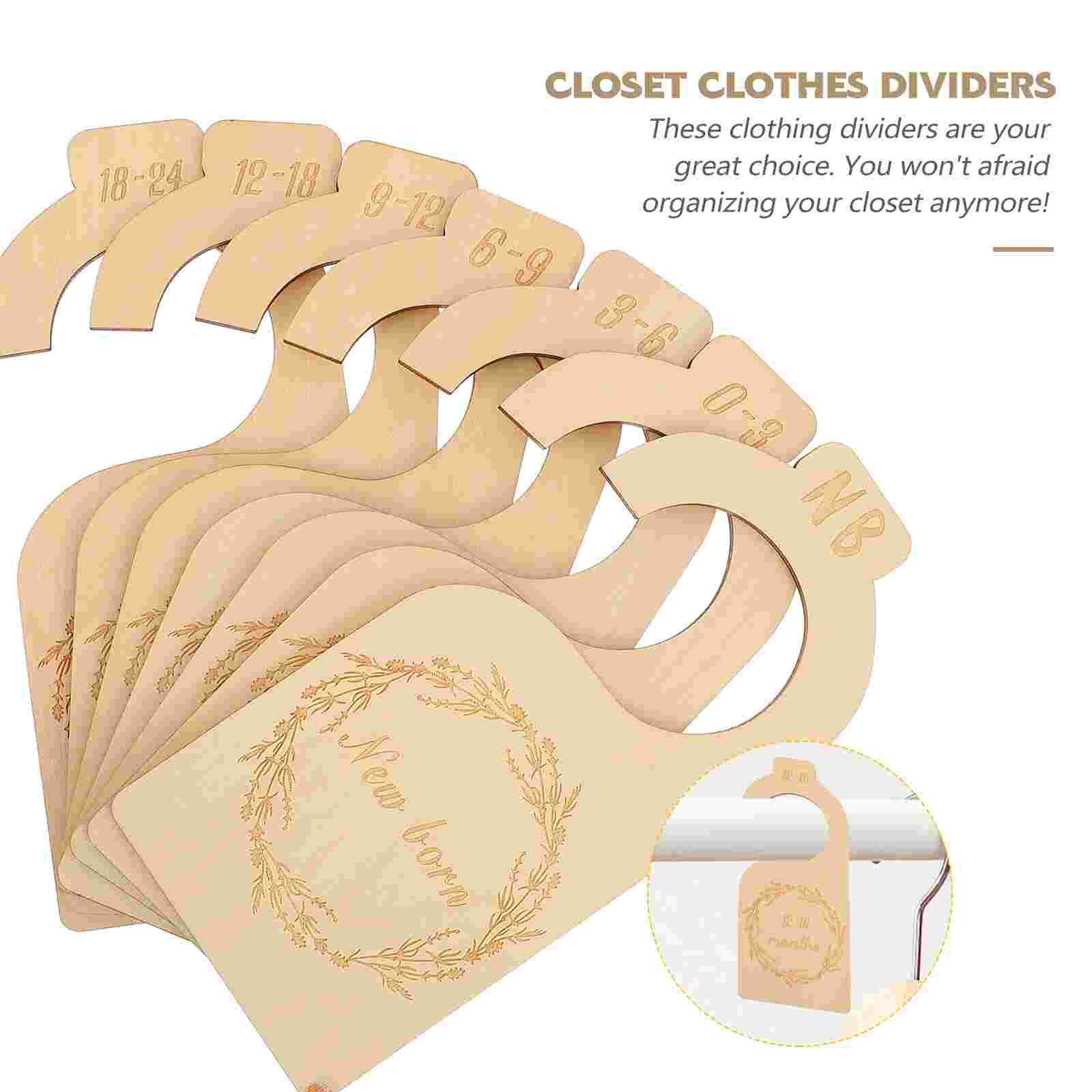 7Pcs Newborn Wardrobe Dividers Wooden Baby Clothin... Grandado