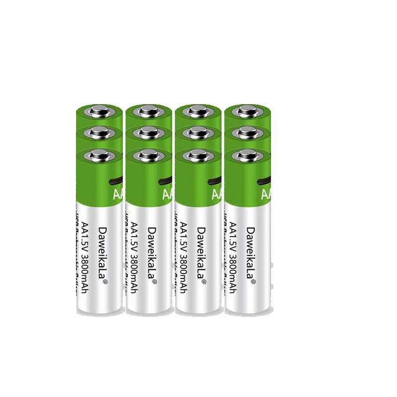 Snel Opladen 1.5V Aa Lithium Ion Batterij Met 3800Mah Capaciteit En Usb Oplaadbare Lithium Usb Batterij Voor Speelgoed toetsenbord: 12pcsAA1.5V3800mAh