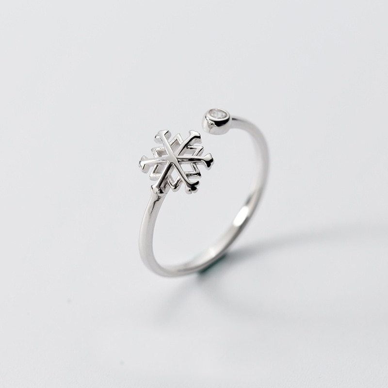 Mloveacc Authentieke 100% 925 Sterling Zilver Duidelijk Cz Sneeuwvlok Vinger Ring Voor Vrouwen Sterling Zilver Kerst Sieraden