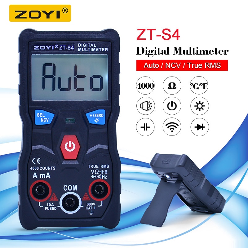 ZT-S4 RMS auto ranging Digital Multimeter 4000 counts AC DC Ammeter Voltmeter+NCV Temperature capacitance frequency tester