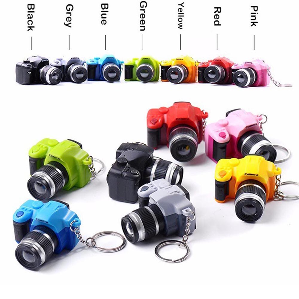 Cool Elektronische Speelgoed Mini Camera Led Toy Camera-vormige Sleutelhangers Met Shutter Sound LED Zaklamp Sleutelhanger Geweldig Cadeau