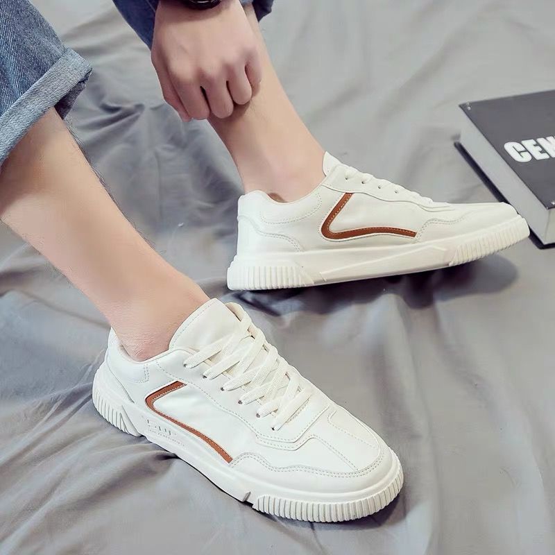 Vulkaniserade sneakers pojkar läder vita skor män skolsportskor klassiska promenadskor man casual tennis