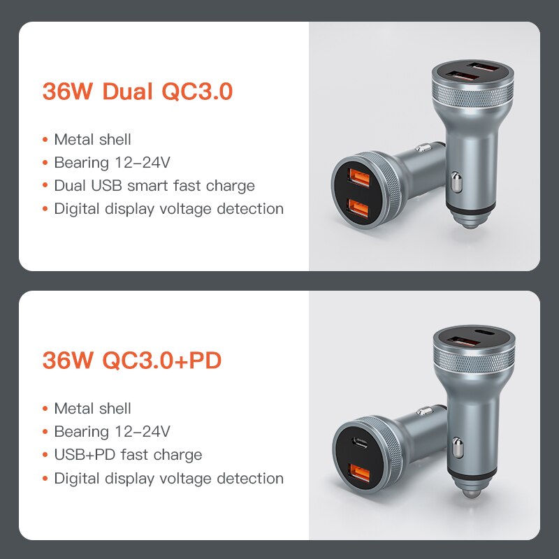 Kuulaa 36W Usb Car Charger Voor Xiaomi Samsung S10 QC4.0 QC3.0 Type C Pd Auto Opladen Voor Iphone 11 X Xs 8 Pd Charger