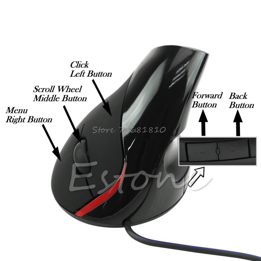 Ergonomic USB Vertical Optical Mouse Wrist Healing For Computer PC Laptop