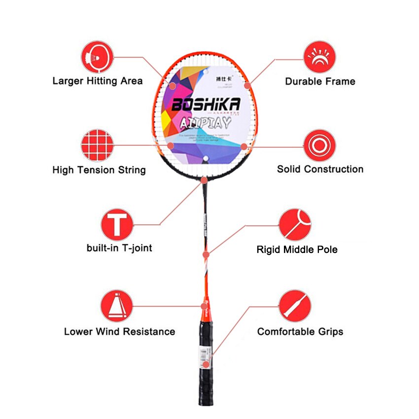 Outtobe 6PCS Badminton Racket Set Sports Fitness Rackets Iron Alloy Badminton Rackets with 3 Badmintons & Carry Bag