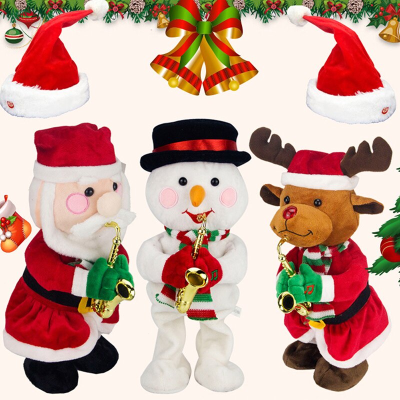 Twerking Santa Claus/Schneemann/Rentier Elektrische Spielzeug Singen Tanzen Mit Saxophon Weihnachten Plüsch Puppe Spielzeug