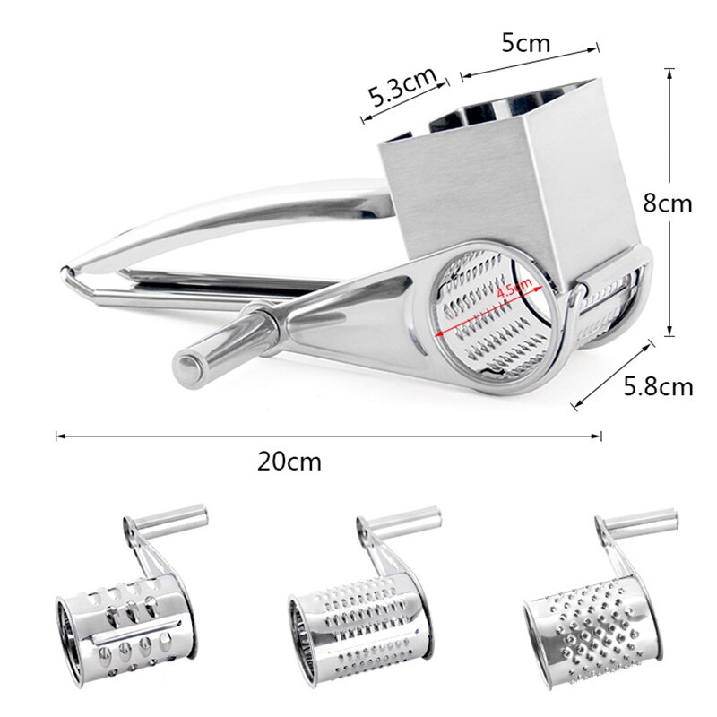 Hand Gebogen Wervelende Kaas Rasp Keuken Rvs Kaasrasp Hand Crank Roterende Messen Groentesnijder Shredder