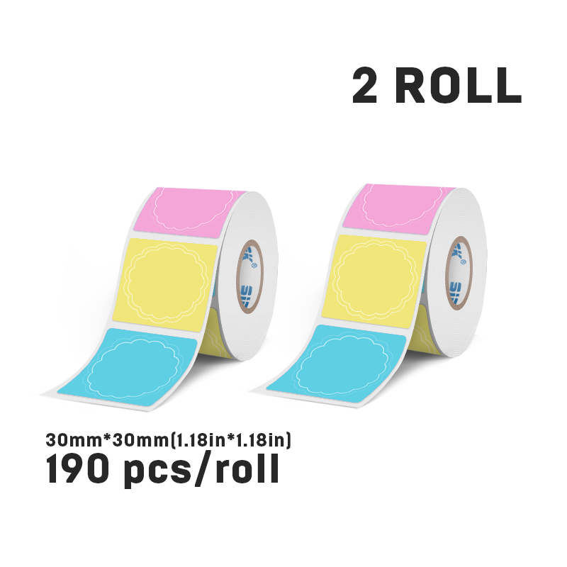 2 Rollen/Set farbiges Etikettenpapier, Thermoaufkleber, Wolken, wasserfeste Etiketten, niedliche handgefertigte DIY-Aufkleber, Verwendung als für Taschendrucker: RED