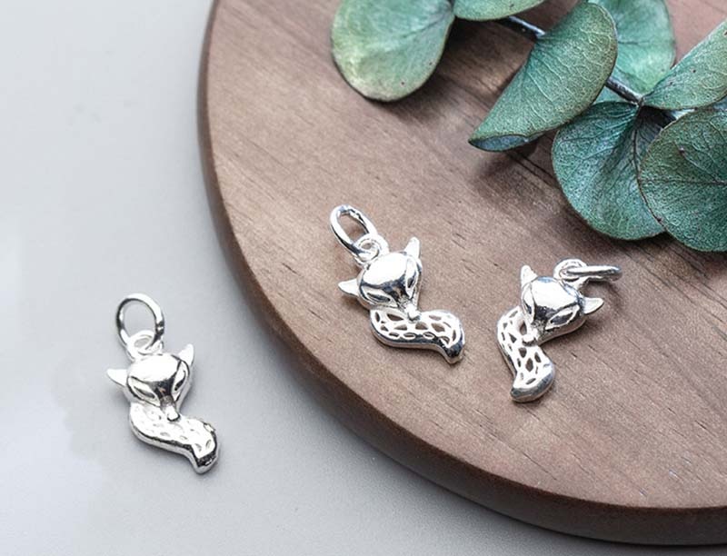 925 Sterling Zilver Ambachtelijke Fox Bedels 15.5X8.5Mm Zilveren Decoratie Dangle Hangers Diy Sieraden Maken Voor verjaardag