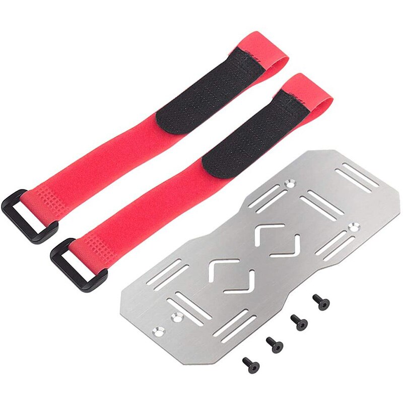 TRX-6 Placa de bandeja de batería adicional de acero inoxidable 150X65mm con lazo para 1/10 coche trepador de control remoto Traxxas TRX6